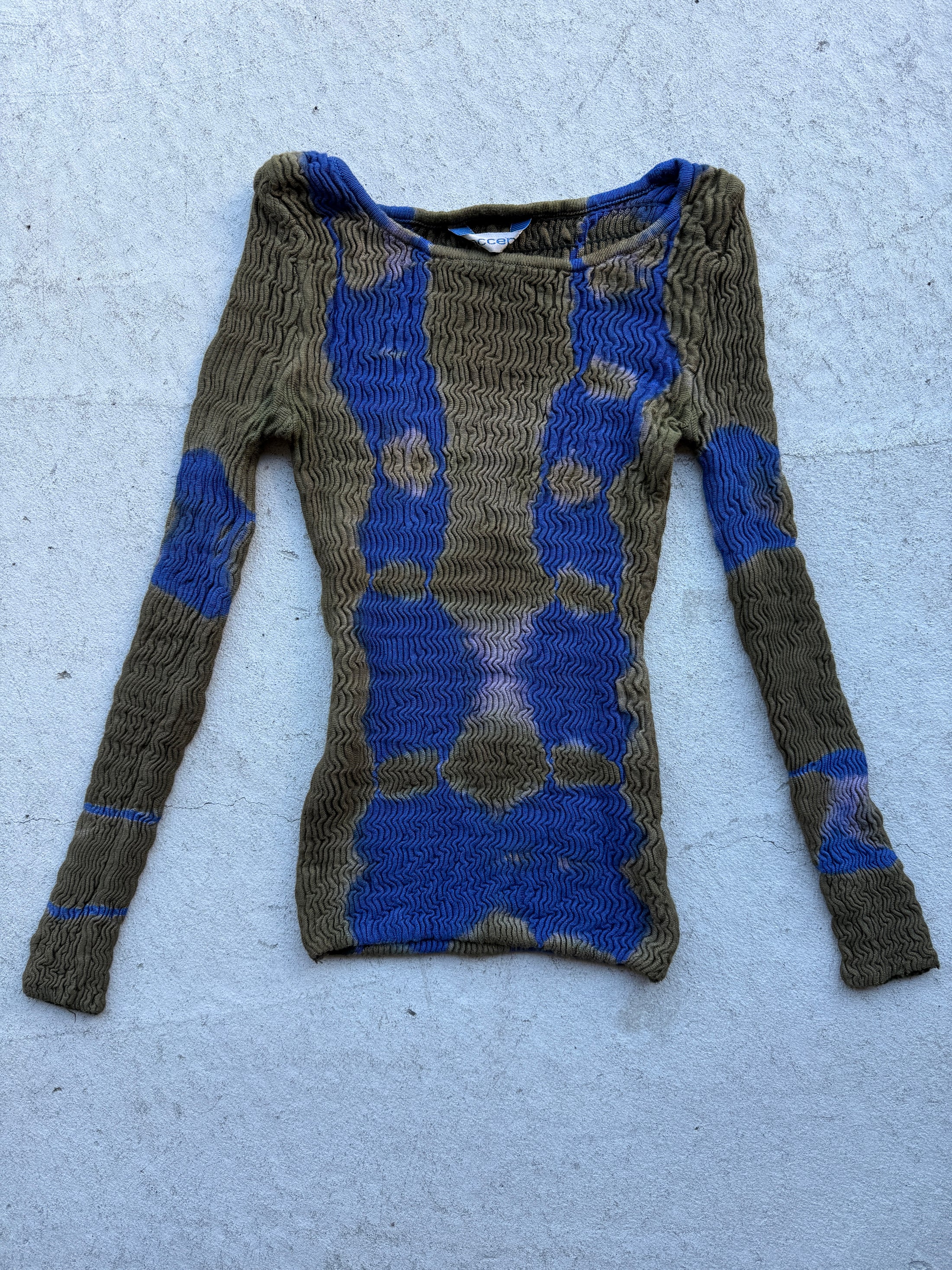 00's Khaki/Blue textured pattern long sleeve• Size S