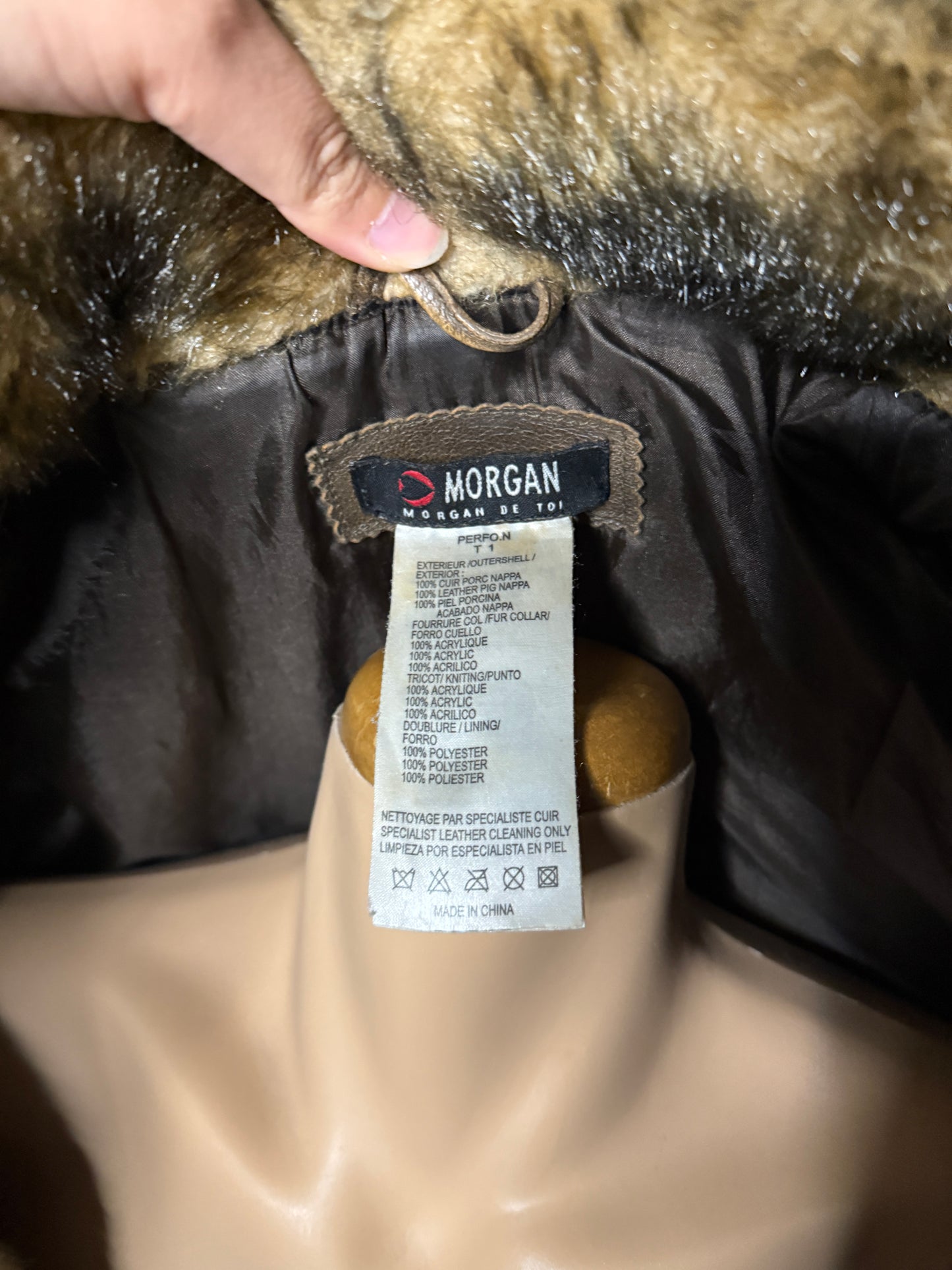 00's Genuine leather Morgan De Toi jacket w faux fur • Size S