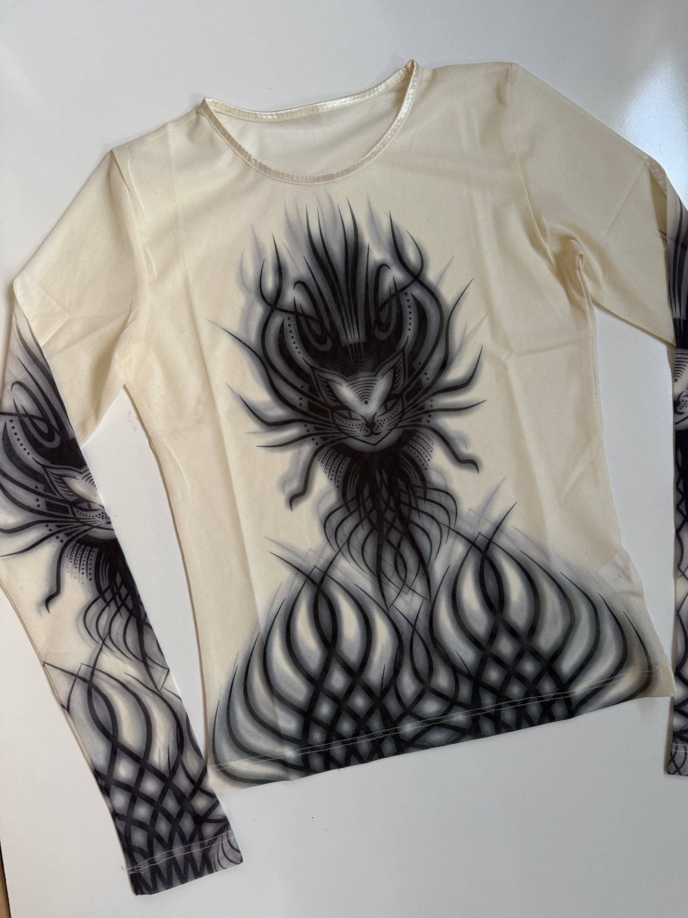 00's Vive Maria mesh print long sleeve • Size S