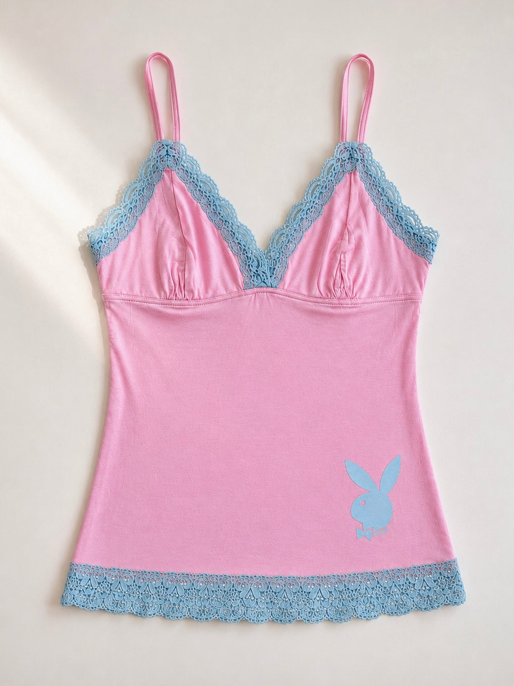 00's Playboy cotton cami w lace trim • Size M