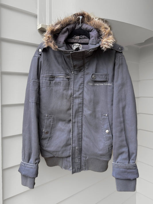 00's Y.O.U fur hood bomber jacket • Size M