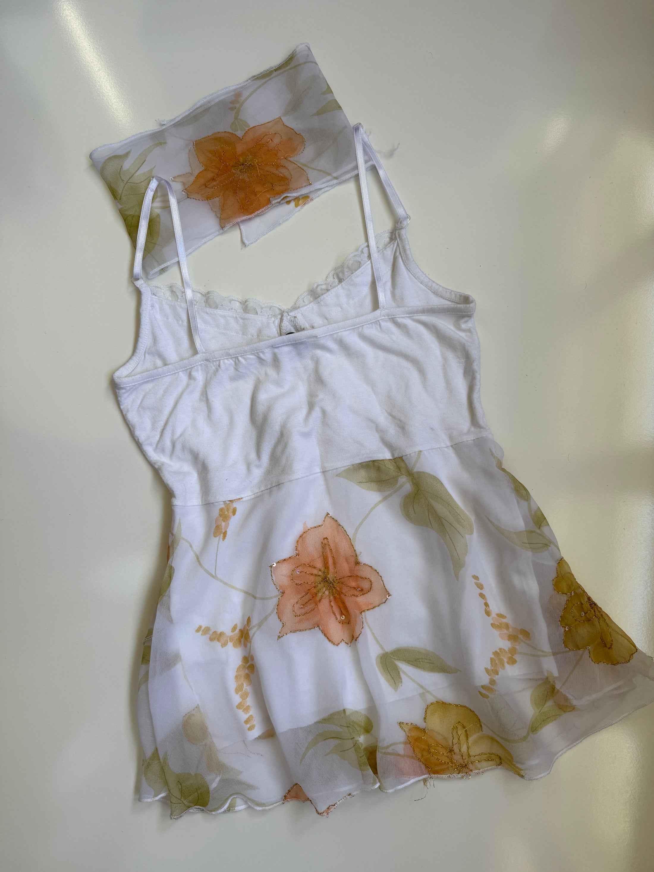 00's Sheer tiered embellished top w matching bandana • Size S