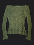Load image into Gallery viewer, 00's khaki crochet off shoulder knit
