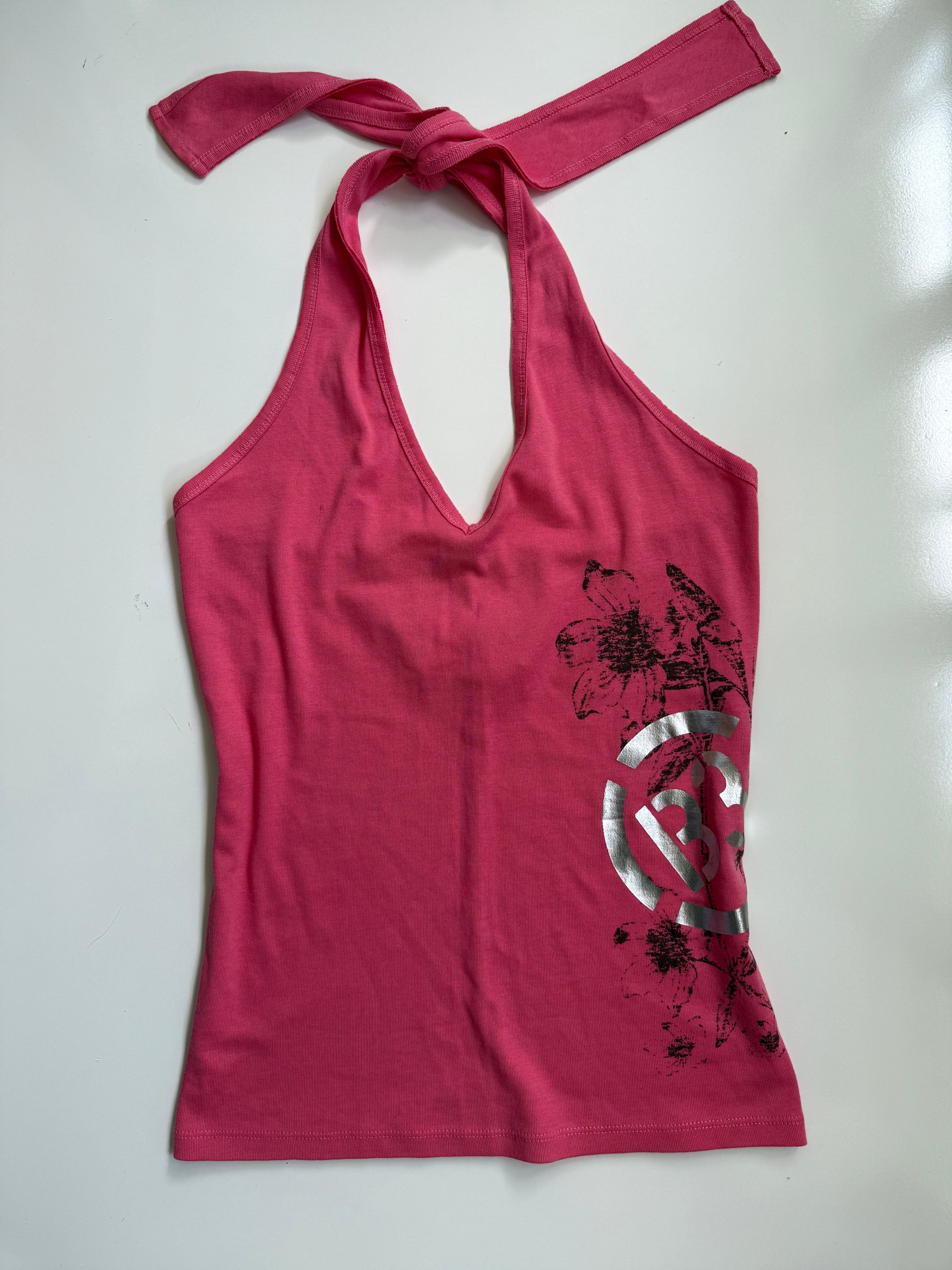 00's Benetton cotton print 2-Way halter • Size L