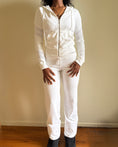 Load image into Gallery viewer, 00's Juicy Couture terrycloth white tracksuit w crochet detail • Size XS-S
