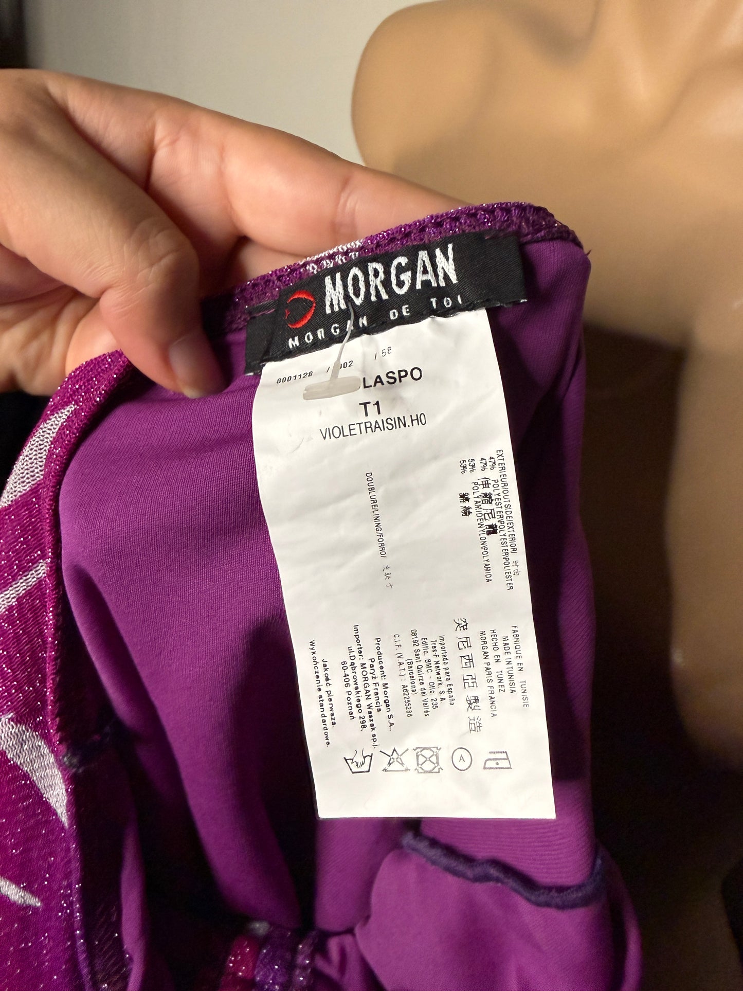 00's Morgan pattern glitter halter w metal detail • Size XS