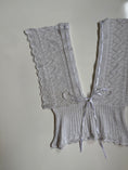 Load image into Gallery viewer, 00's Shimmer Deep V knit top w ribbon • Size S
