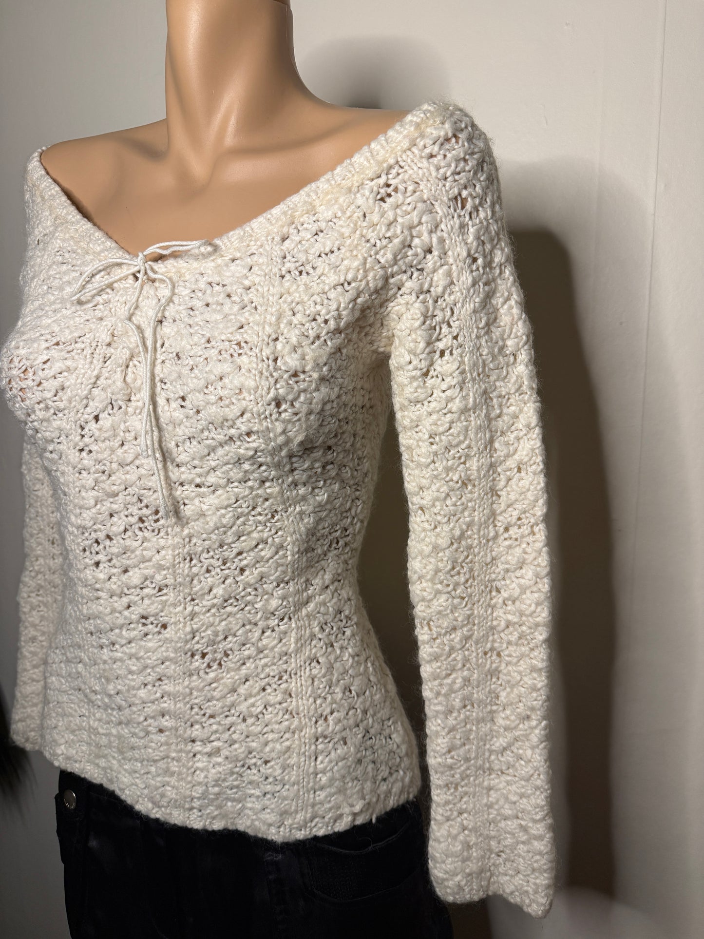 00's Morgan wool blend lace up knit • Size S