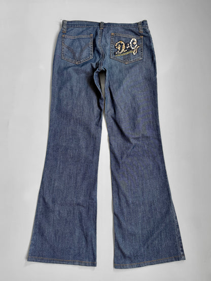 00's Dolce & Gabbana sequin embroidered flare jeans • Size 8
