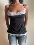 Load image into Gallery viewer, 00's Sheer black cami w lace trim  • Size L
