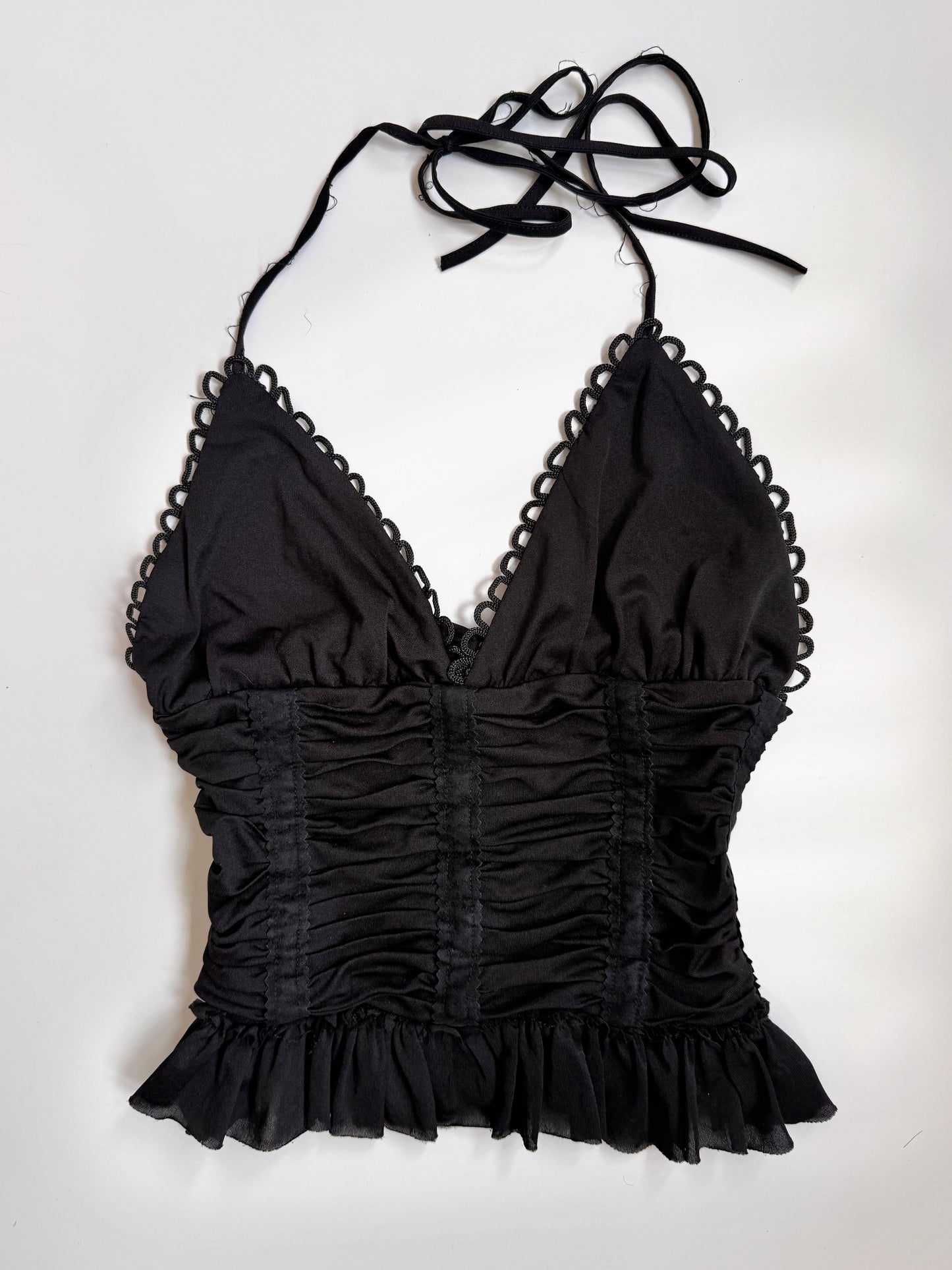 00’s Ruched black halter • Size S