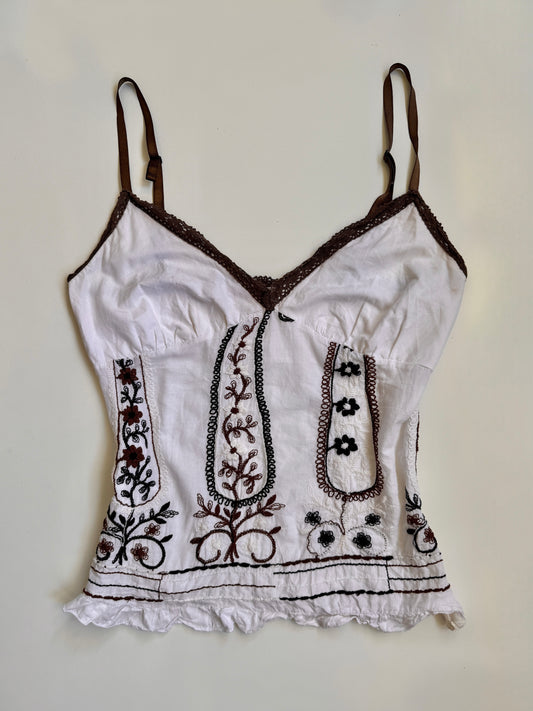 Italian 00's cotton embroidered cami • Size 12