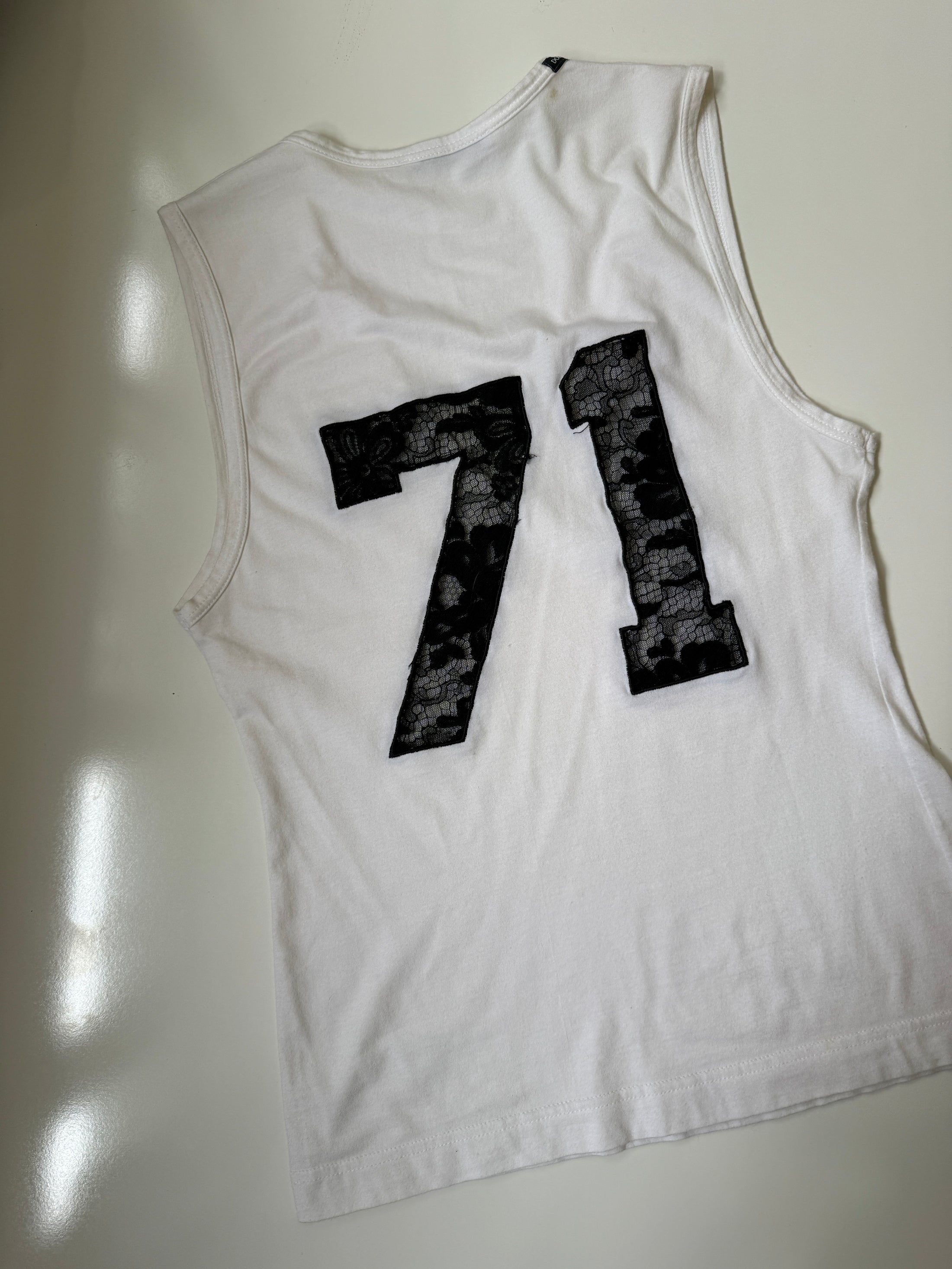 00's Dolce & Gabbana cotton tank w lace detail • Size M/L