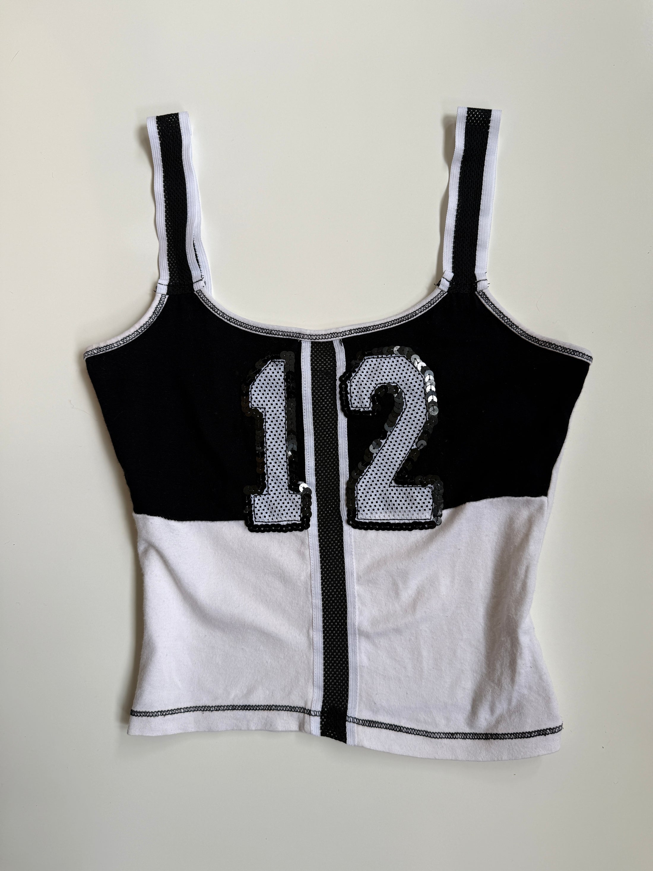 00's Sporty sequin mesh detail tank • Size XS