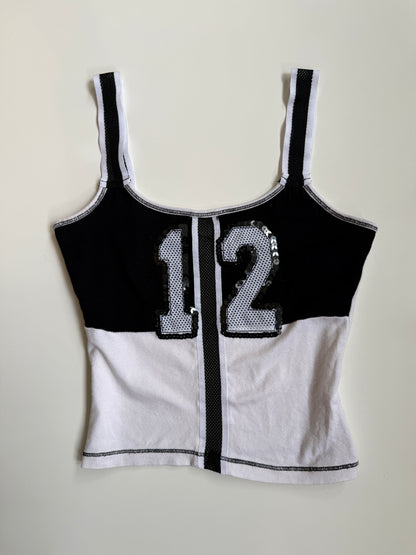 00's Sporty sequin mesh detail tank • Size XS