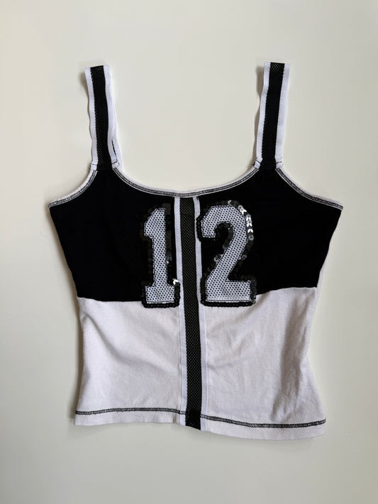 00's Sporty sequin mesh detail tank • Size XS