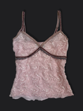 Load image into Gallery viewer, 00's Baby pink lined lace cami w floral trim
