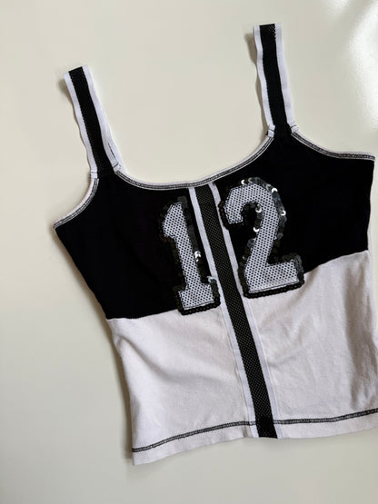 00's Sporty sequin mesh detail tank • Size XS