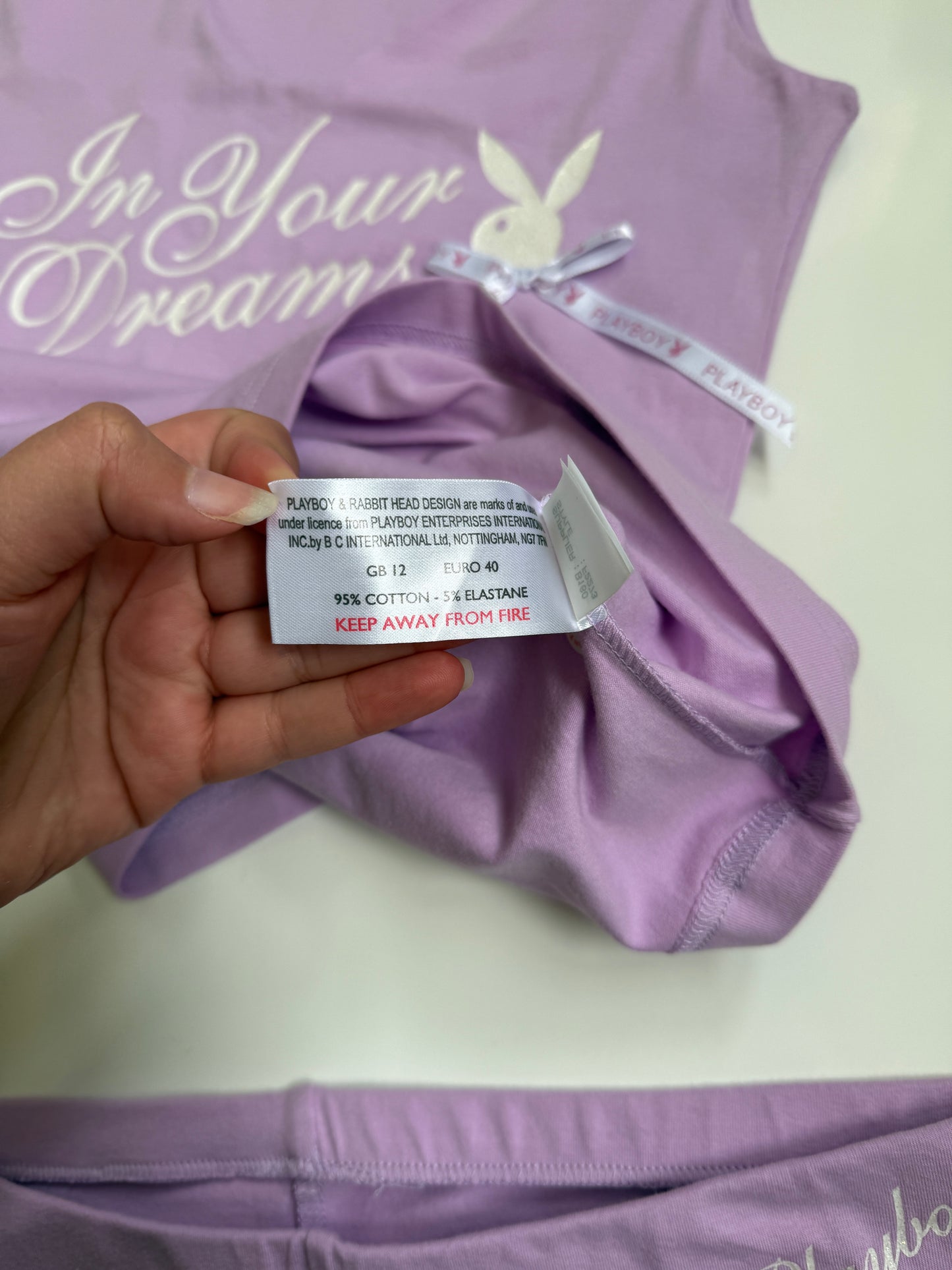 Deadstock 00's Playboy lilac set w ribbon detail • Size M