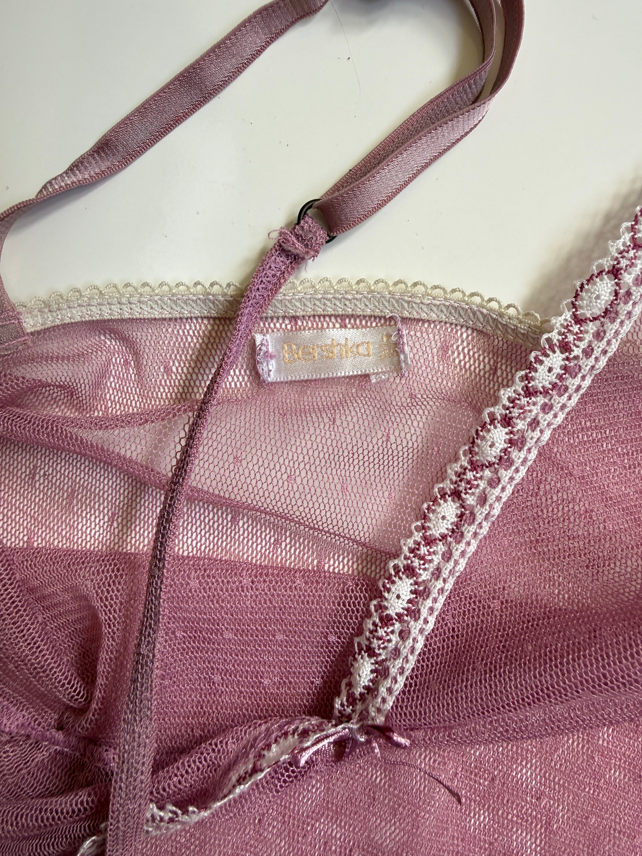 00's Bershka pink mesh cami • Size XS/S
