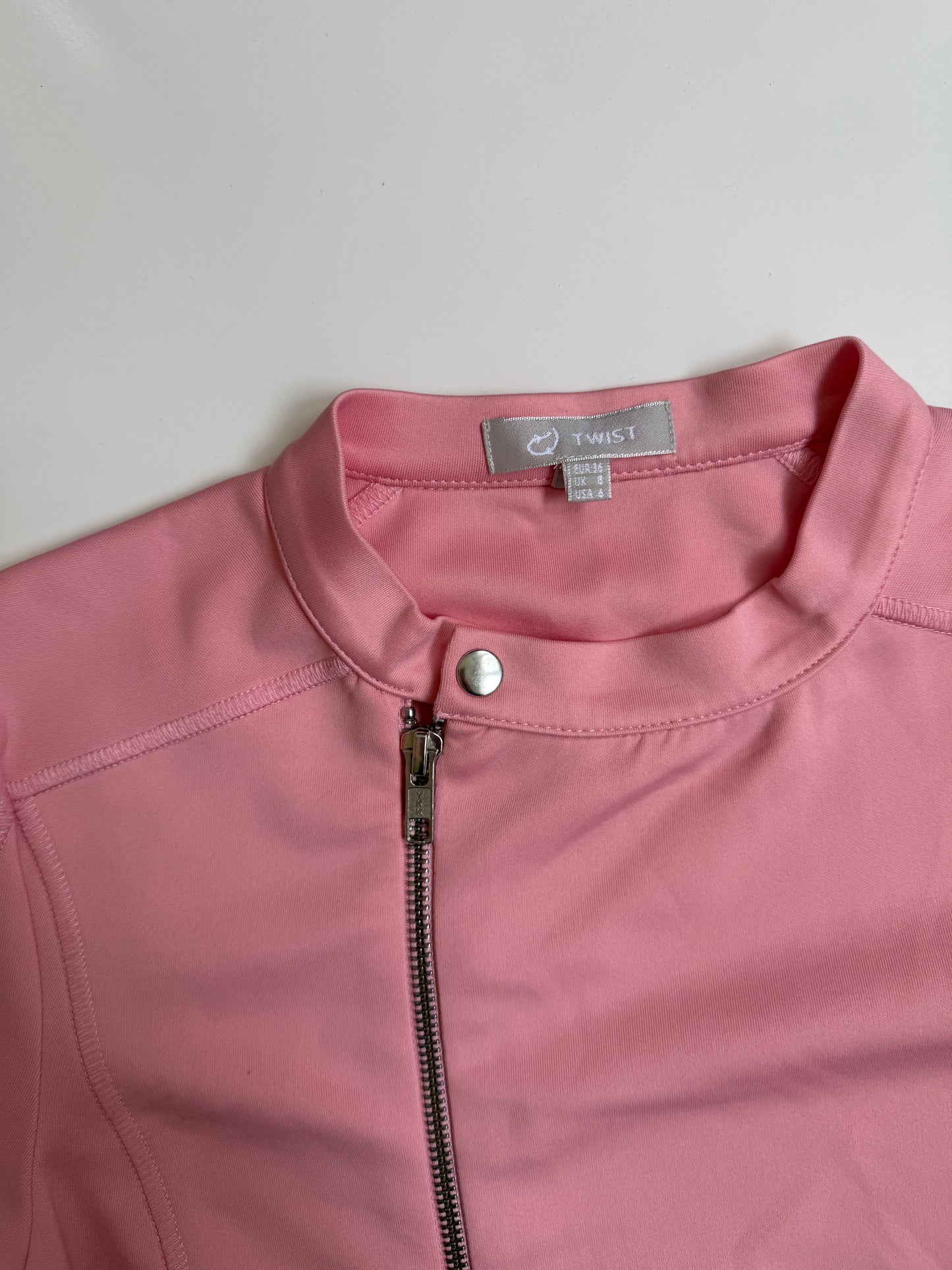 00's Pink moto zipper top • Size 10