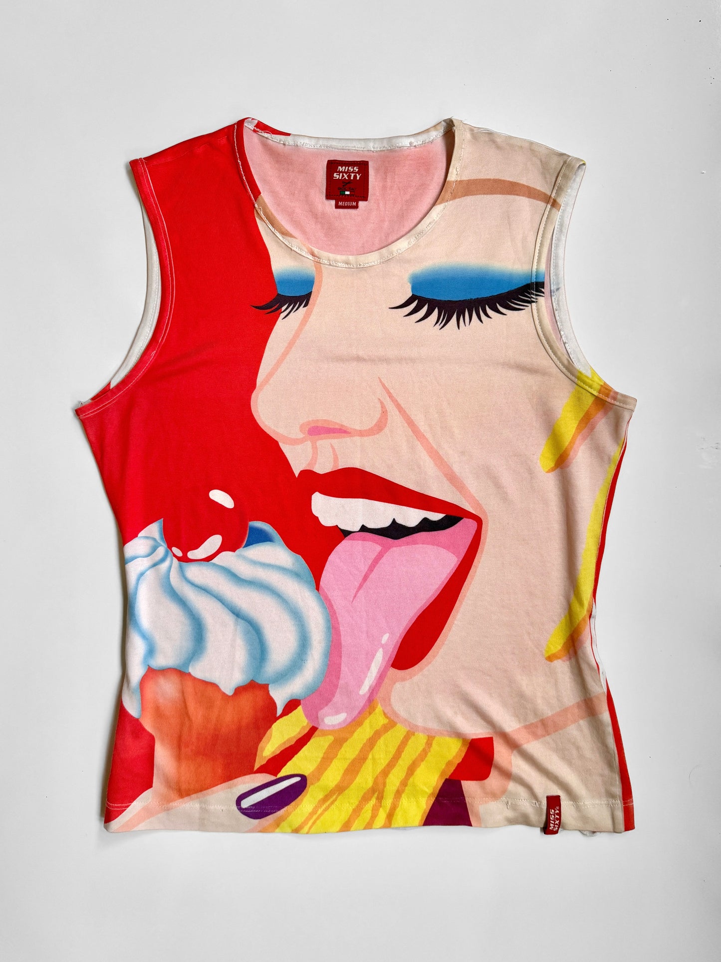 *RARE* 00's Miss Sixty girl eating ice cream tank • Size M