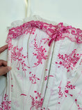 Load image into Gallery viewer, 00's pinstripe flower corset w ribbon • Size M
