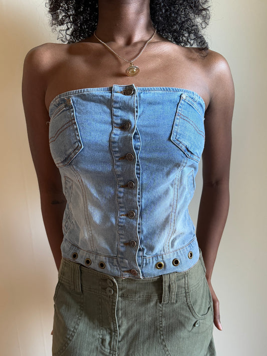 00's DKNY denim corset top • Size S