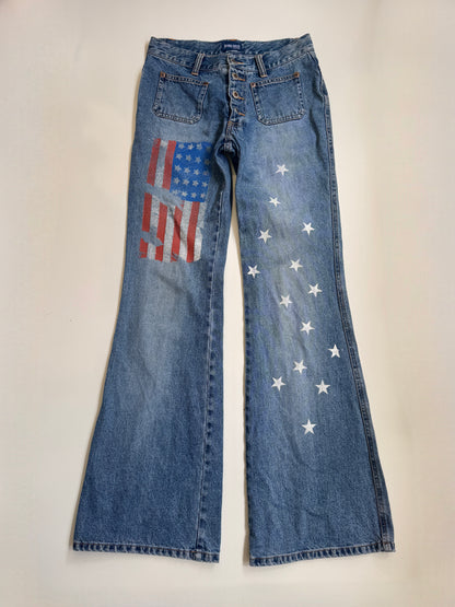 00's USA Denim button fly flares • Size 8