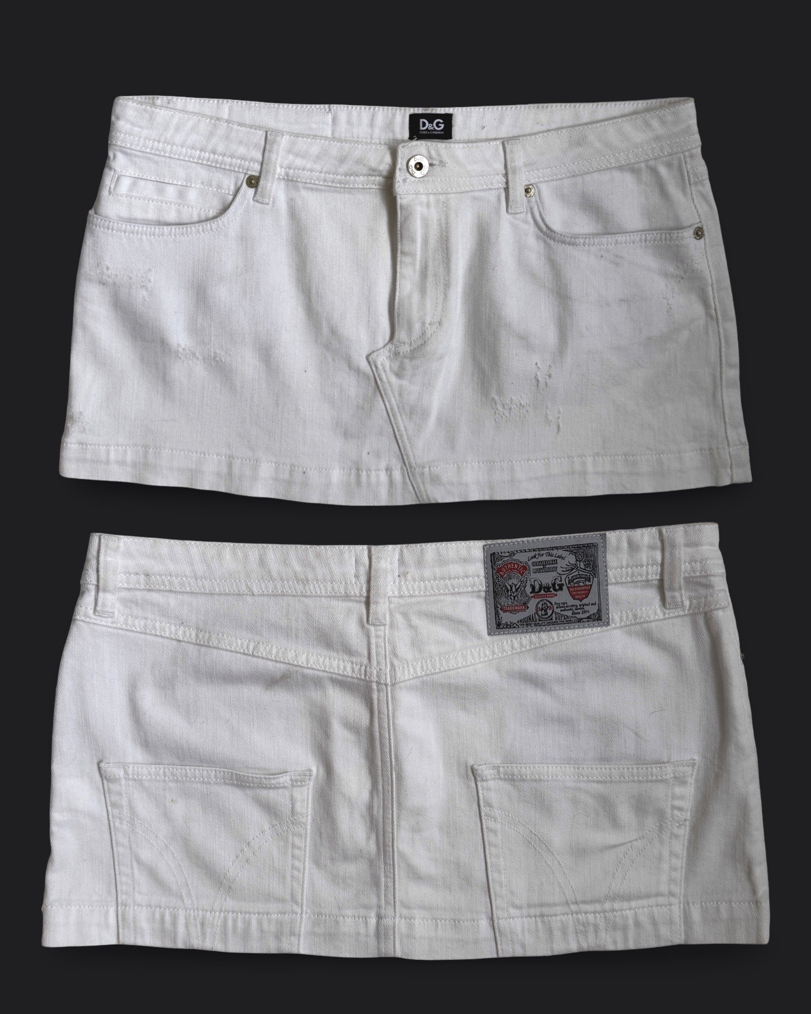 00's Dolce & Gabbana white denim micro mini • Size 10