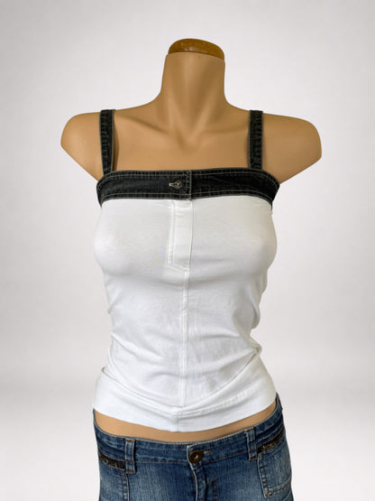 00's Cotton cami w denim trim • Size M