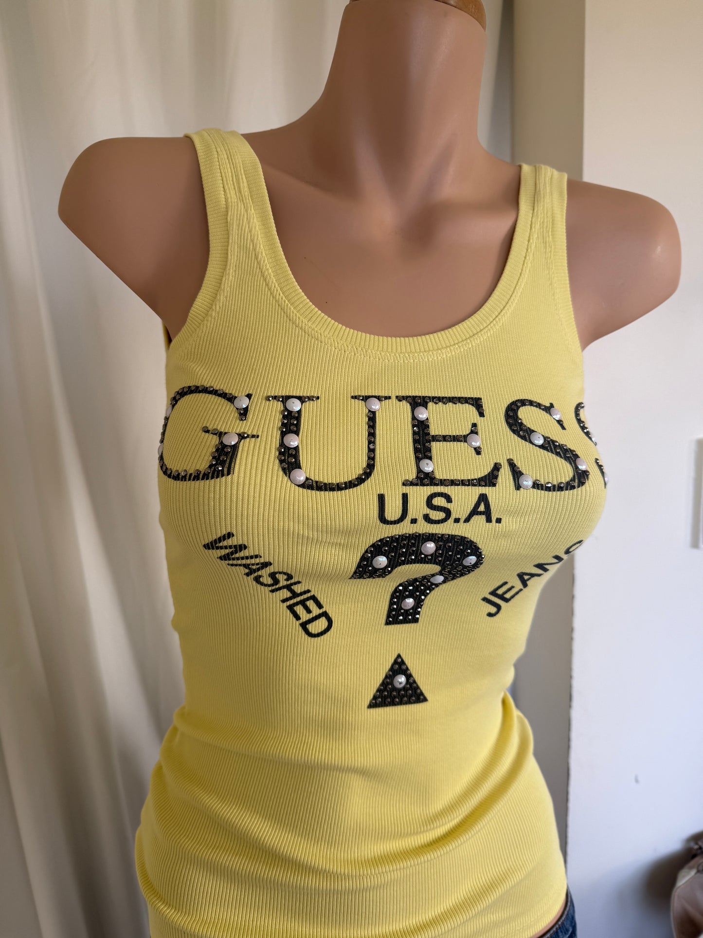 00's Guess ribbed diamante tank • Size S