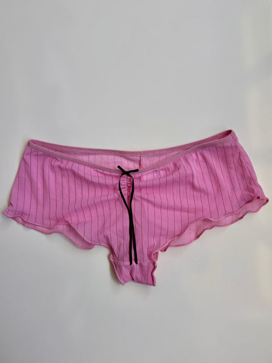 00's Festi boy shorts #3 pink pinstripe w ribbon • Size S/M