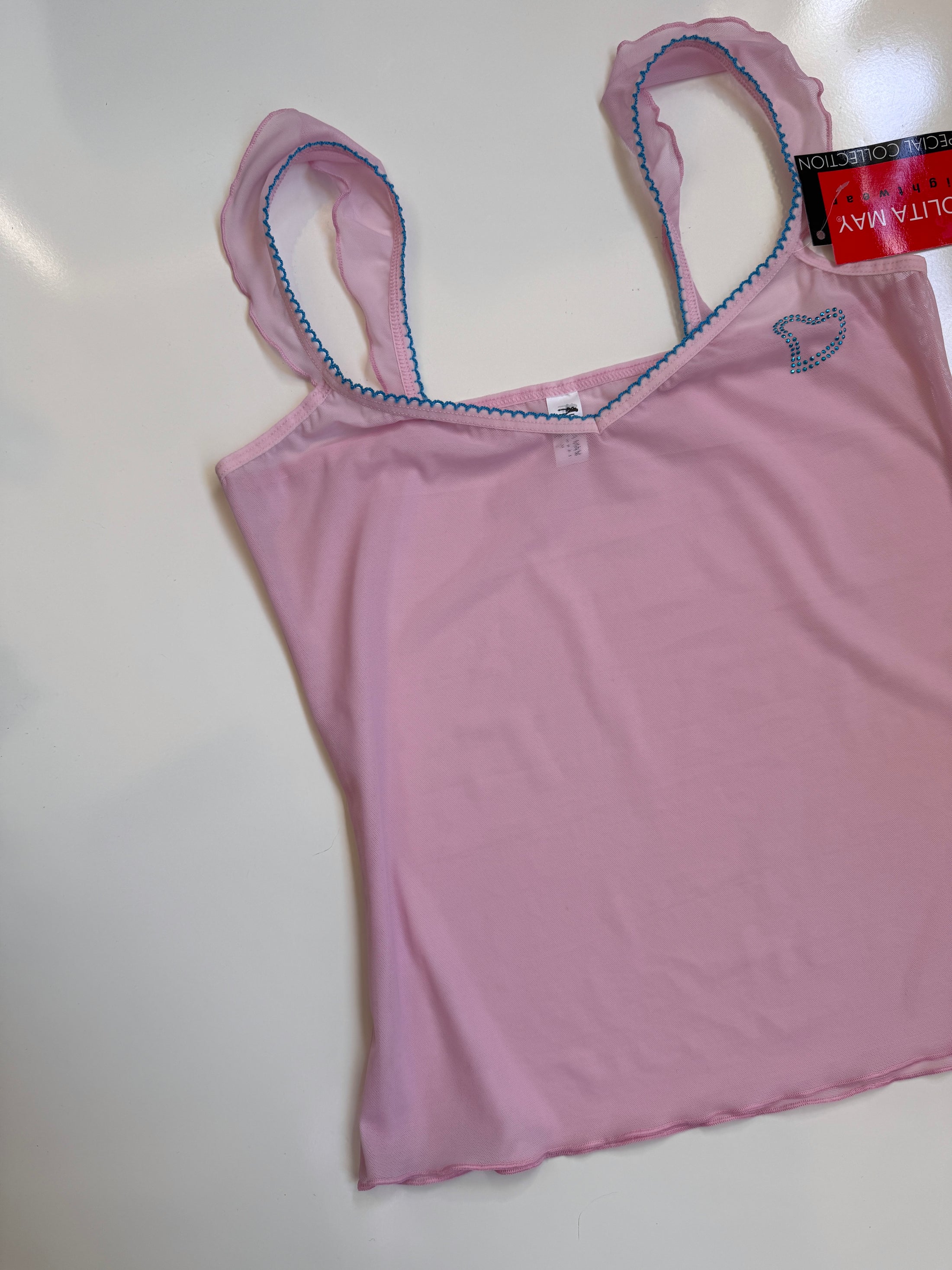 Deadstock 00's mesh cami w diamante heart • Size M