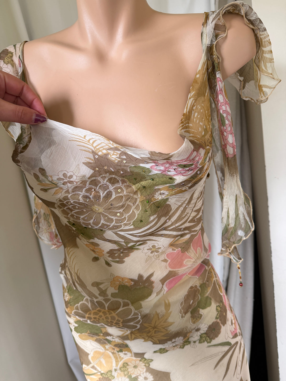 00's Fairy sheer lined sequin maxi w beading • Size 12/14