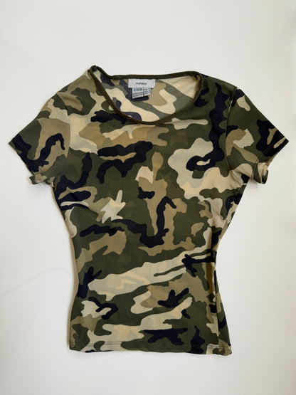 00's Zara camo mesh baby tee • Size XS/S