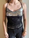 Load image into Gallery viewer, 00's Xanaka mesh sequin cross back cami • Size M
