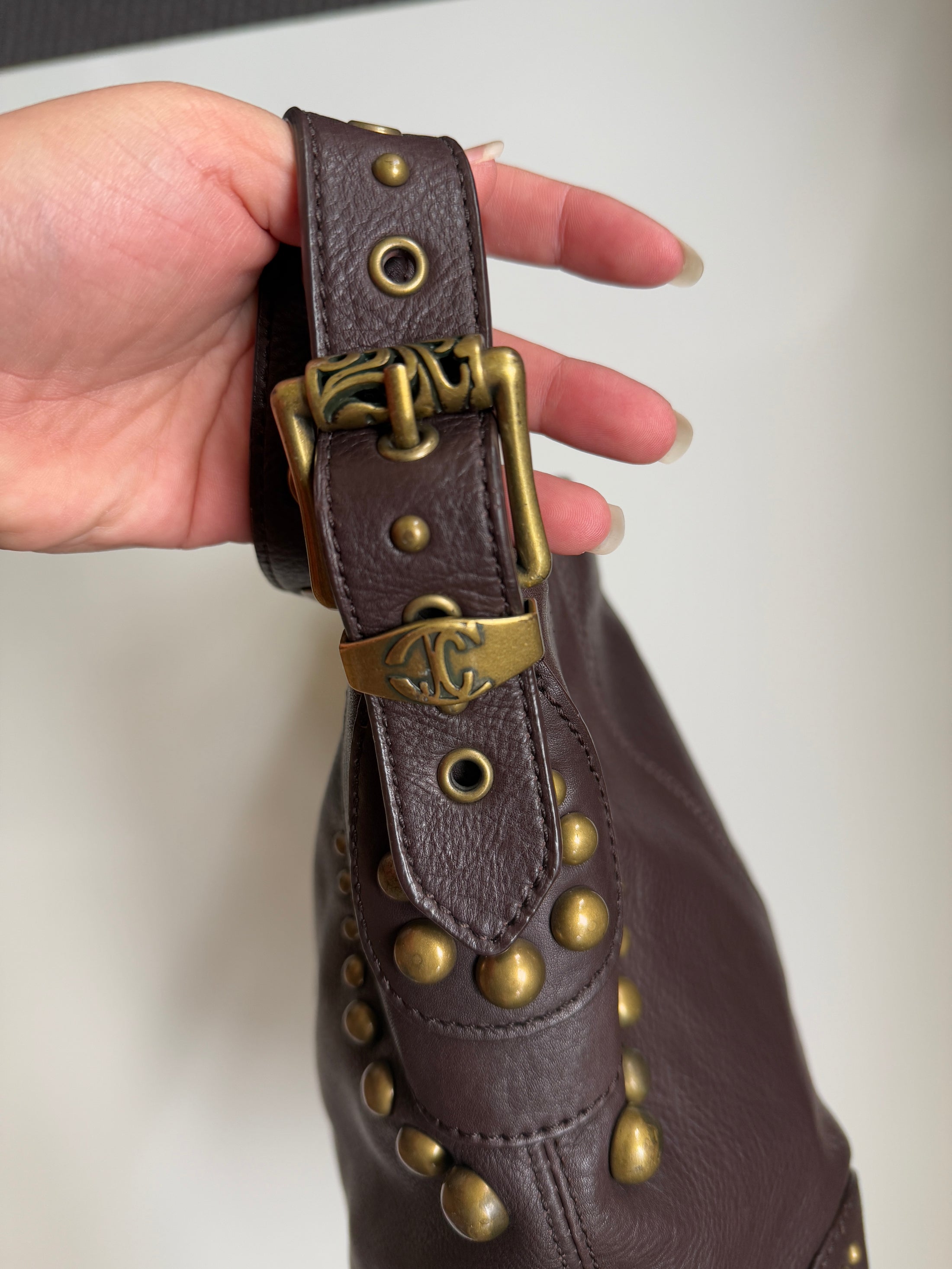 00's Cavalli genuine leather studded bag