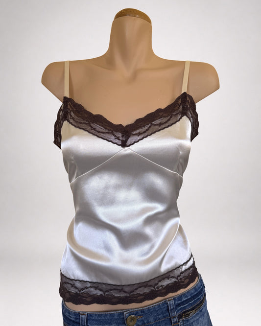 00's Emerge satin cami w lace trim • Size M