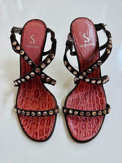 00's Sachi genuine suede gemstone heels • Size US 6.5