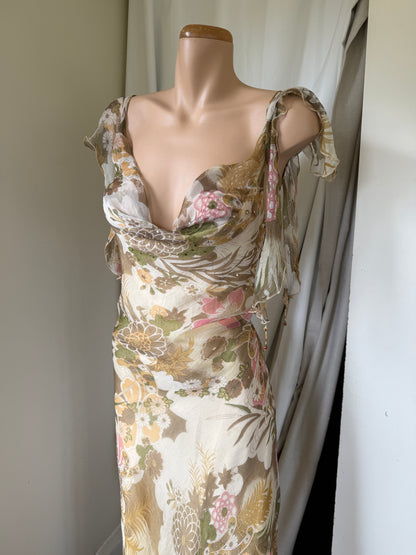00's Fairy sheer lined sequin maxi w beading • Size 12/14
