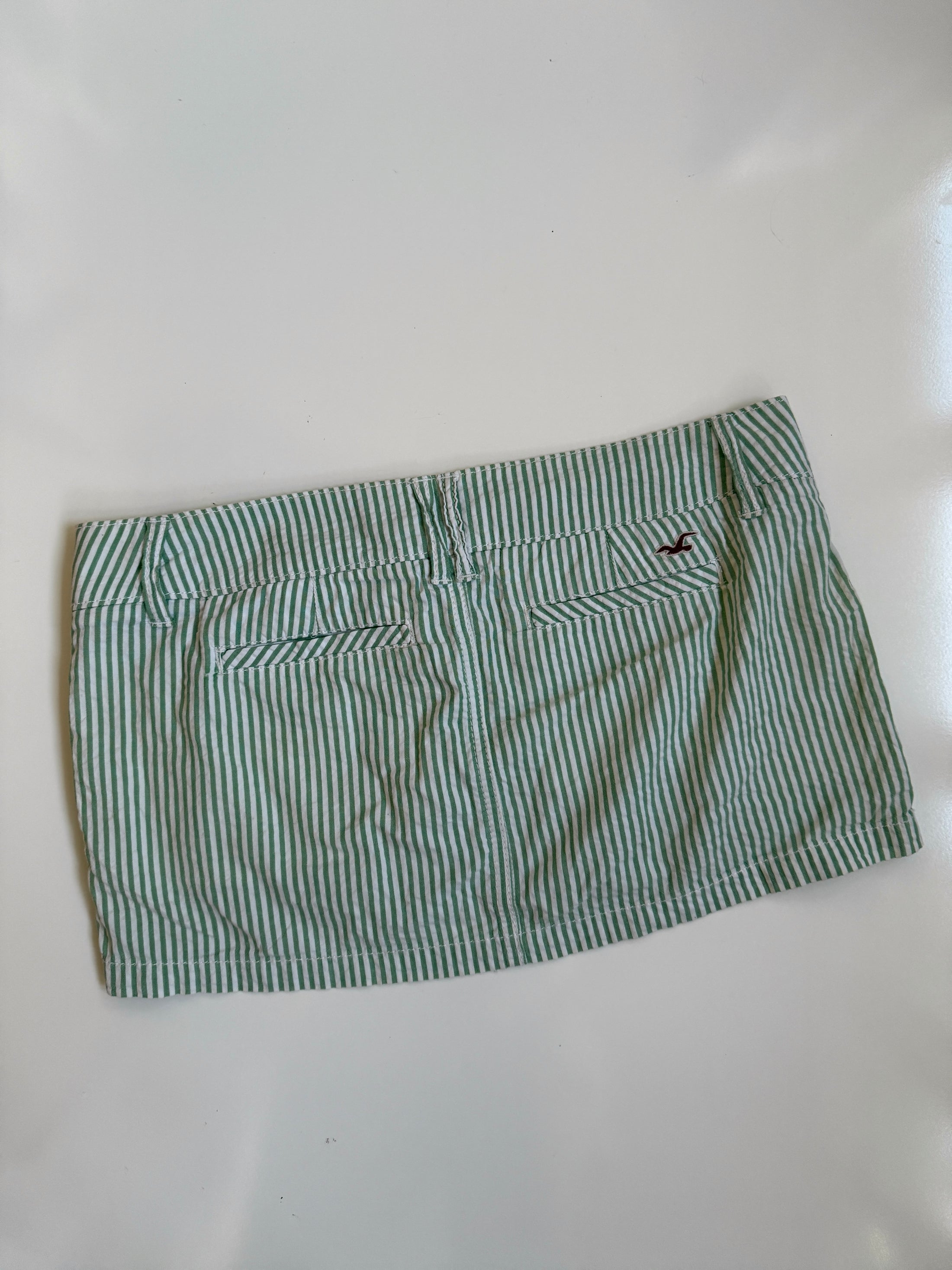 00's Hollister green pinstripe micro mini • Size 8