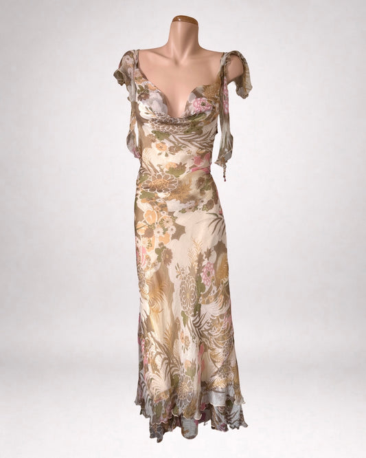 00's Fairy sheer lined sequin maxi w beading • Size 12/14