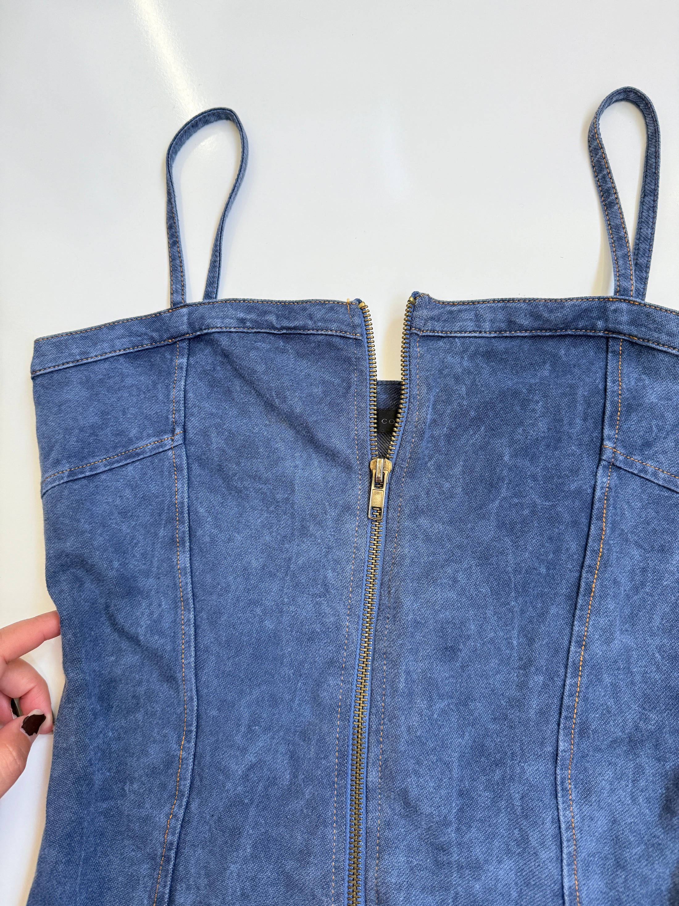 00's Mango denim look zipper cami • Size S-M