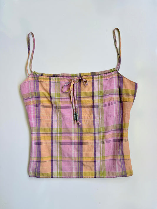 00's Cotton pastels plaid cami • Size 10