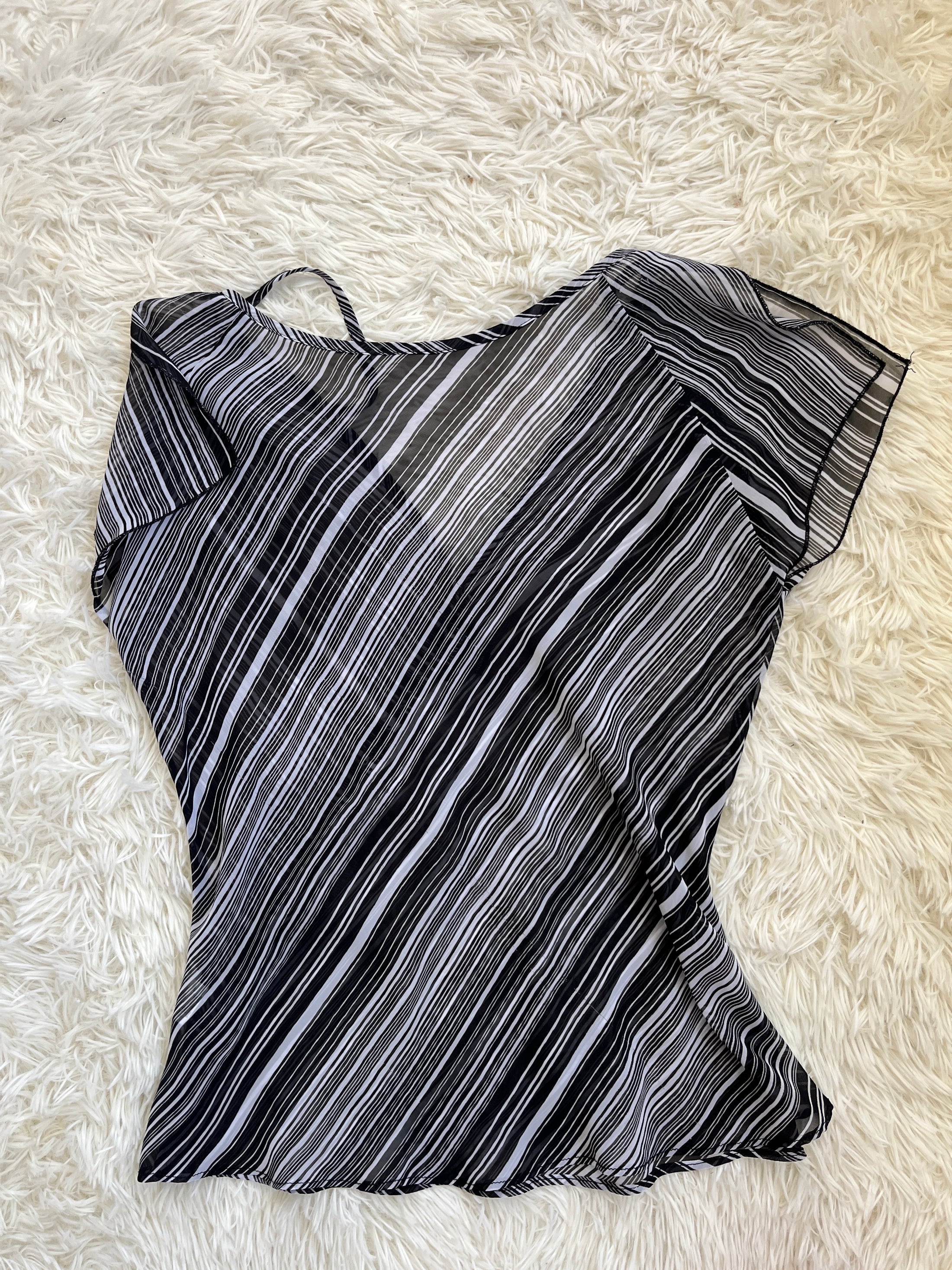 00's Stripy sheer flowy top