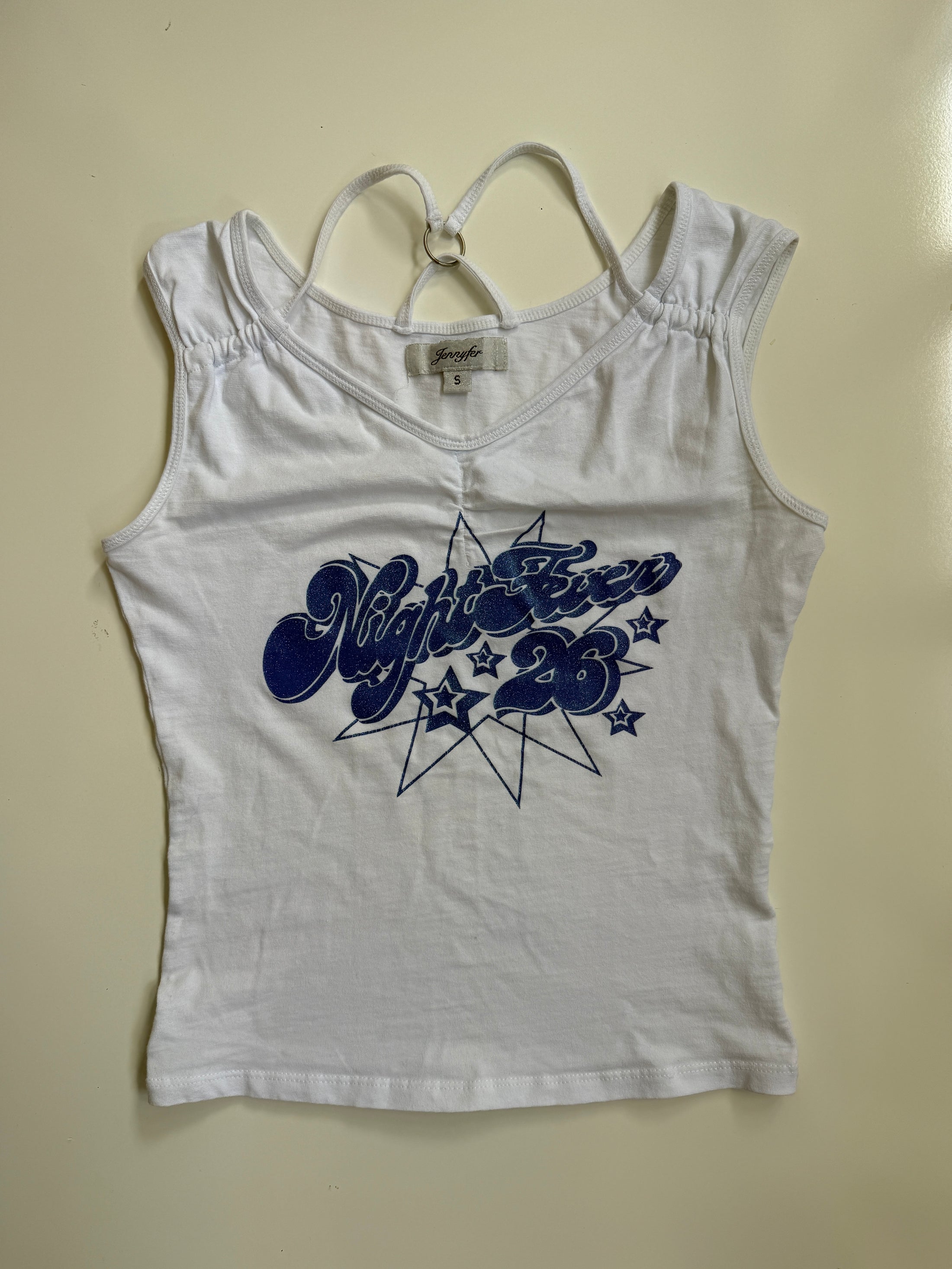 00's Jennyfer glittery baby tee w halter ring detail • Size S