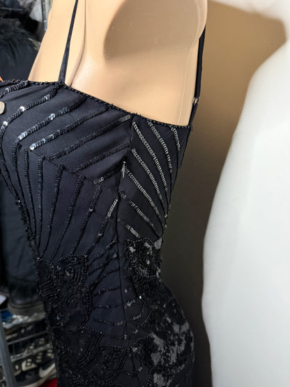 00's Mango full embellished/sequin sheer midi dress • Size S