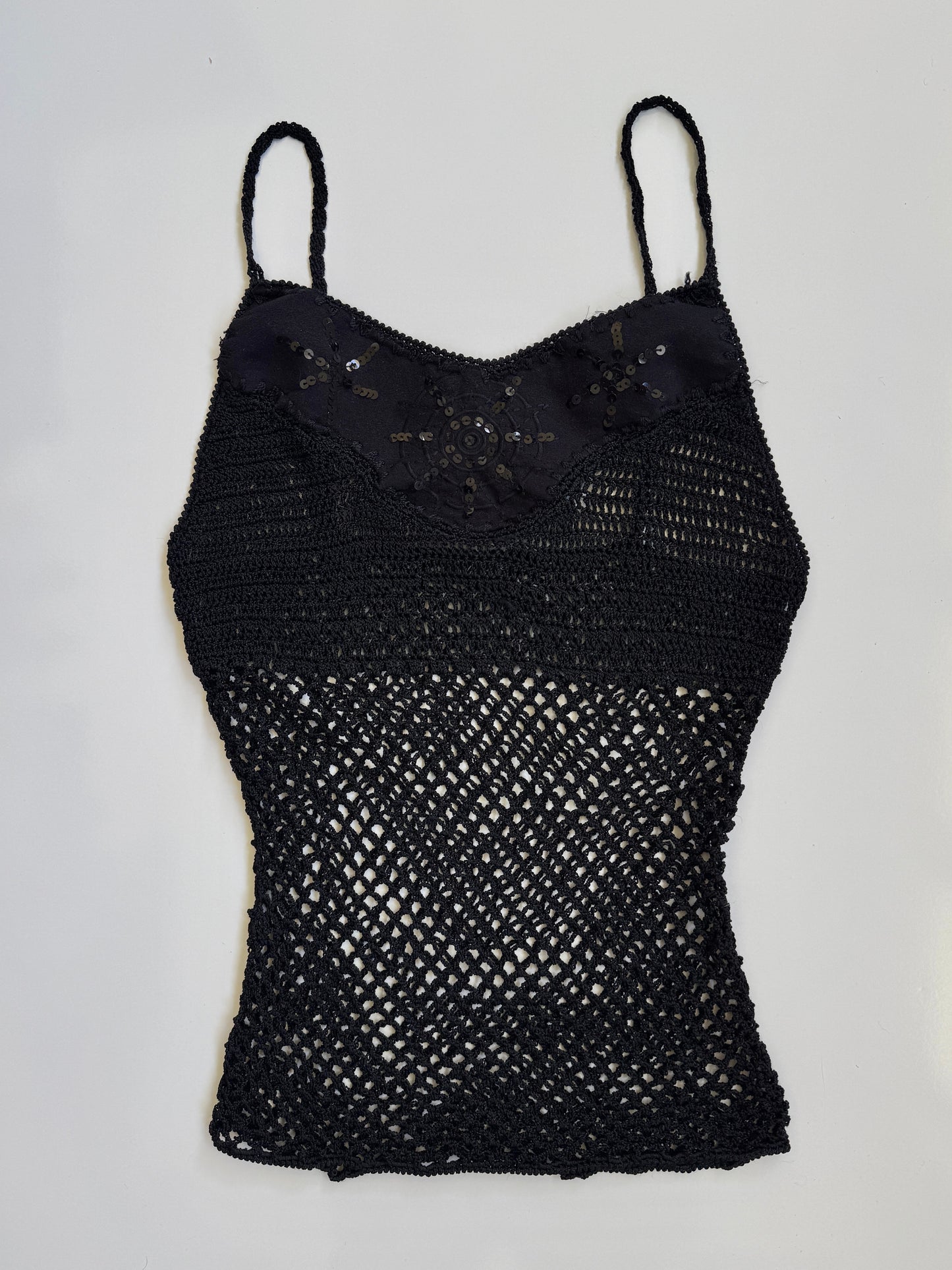 00's Crocheted sequin cami • Size XS