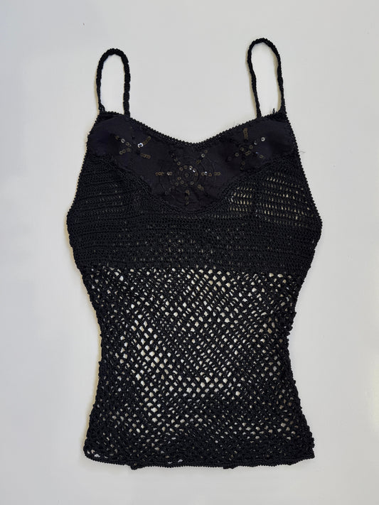 00's Crocheted sequin cami • Size XS